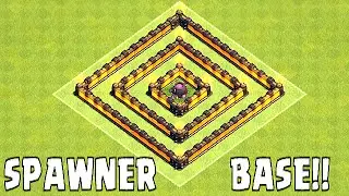 Clash Of Clans - CAULDRON SPAWNER BASE SPEED  BUILD!! ( Monie trap defense troll)