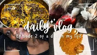 Simple Nigerian Cooking Vlog | Jellof Rice in the Morning, Onugbu Soup with Ede at Night