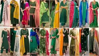 Beautiful Dark Green Colour Punjabi Suit Design Ideas with Contrast Dupatta 2024