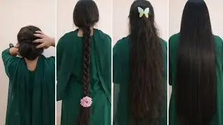 Long Shiny Silky Hair Bun Hairstyles | Smooth & Elegant Claw Clip Bun ✨