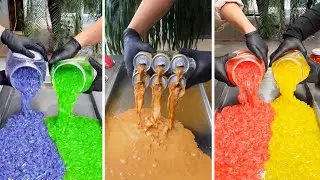 Oddly Satisfying Street Ice Cream Roll With Colorful Toppings and Creamy Texture 🍧🌈