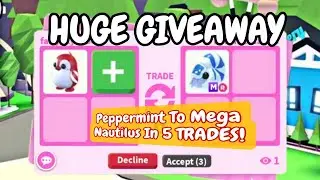 💥PEPPERMINT PENGUIN To A VERY HIGH DEMAND MEGA NEON NAUTILUS In 5 TRADES + HUGE GIVEAWAY!