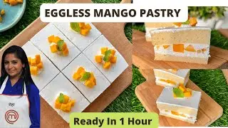 How To Make Eggless Mango Pastry - Mango Cake Recipe. Softest Fruit Cake Ready in under 1 Hour