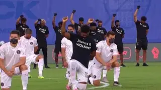 Major League Soccer players take a knee in solidarity with Black Lives Matter movement