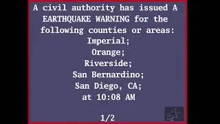 Short DASDEC EAS Earthquake Warning Mock