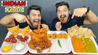 ASMR MUKBANG INDIAN FOOD | EATING BUTTER CHICKEN NAAN, FULL CHICKEN, CHICKEN LOLLIPOP, SAMOSA, EGGS