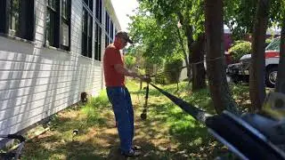 Serving Dyneema rigging with a serving mallet.