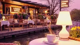 Spring River Cafe Jazz ☕🌸 Smooth Riverside Piano 4K Ambience for Study Sleep & Chill