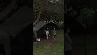 Camping with my wife 🌧️ #shorts #camping #inflatabletent