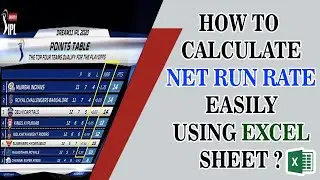 How To Calculate Net Run Rate Easily Using Excel Sheet | Hindi
