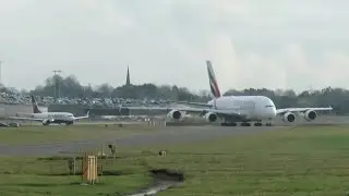 Crowds Gather as the Giant Airbus A380 Takes Off from Birmingham!