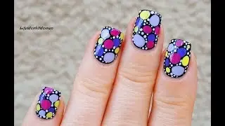 Colorful BLOBBICURE NAIL ART On BLACK NAILS