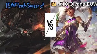 JEAFlashSword | Yasuo vs Qiyana MID Patch 14.15 Master Yasuo Gameplay (Facing Rank 10 Qiyana EUW)
