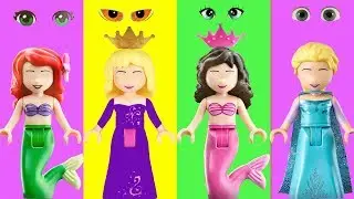 Wrong Eyes Face Disney Princess Elsa Aurora Ariel Lego Learn Colors for Children Finger Family Songs