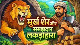 मूर्ख शेर और समझदार लकड़हारा” | The foolish lion and the wise woodcutter | Hindi Kahani | Story 