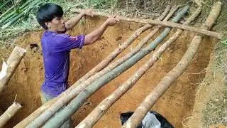 dig tunnels and build shelters to survive camping in the forest