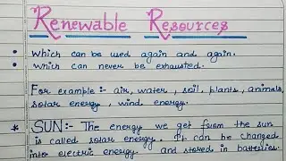 10 lines on Renewable Resources in English|Essay Renewable Resources in English|Renewable Resources