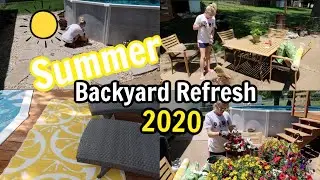 CLEAN AND DECORATE WITH ME| SUMMER BACKYARD PATIO REFRESH| OUTDOOR CLEANING MOTIVATION|CLEAN #WITHME