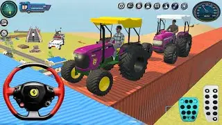 🛣️2 Tractors Loaded Inside Big one Truck | : Heavy Loading Challenge in game part 272 #tractor #jcb