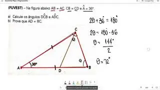 (FUVEST) - Na figura abaixo, AB = AC, CB = CD e A = 36º.