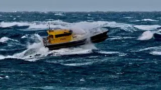 Various pilot launches in rough weather working off Point Lonsdale, Victoria, Aust.