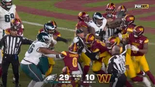 3 EJECTED after HUGE BRAWL between Commanders and Eagles (Full Fight + Replays)