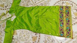 32 size long kurti cutting and stiching full tutorial || पैठणी साडीची लॉन्ग कुर्ती कटिंग आणि शिलाई