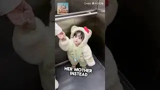 Adorable Little Girl in Elevator Draws Attention and Receives a Gift 😅❤️ #shorts