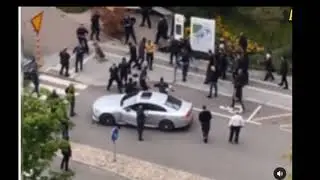NEW!!!  Another angle from yesterdays brawl in #lund at the #hospital, police used their dogs!