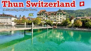 Thun Switzerland WalkingTour 4K HDR -Lakeside Beauty of Switzerland