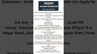 Today Walk In drive in Amazon Company 2025 | Jobs In Pune At amazon Company | Jobs In Pune At amazon