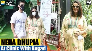 Heavily PREGNANT Neha Dhupia along with Hubby Angad Bedi at Clinic in Bandra