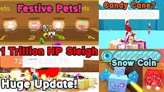 Huge Update! New World! 1Trillion HP Sleigh?! Snow Coin?! Festive Pets! - Pet Simulator