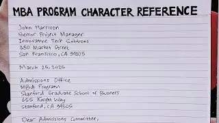How To Write An MBA Character Reference Letter Step by Step Guide | Writing Practices