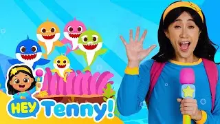 🦈 Tenny meets the Shark Family | Five Little Sharks Jumping on the Bed | Nursery Rhymes | Hey Tenny!