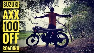 suzuki max 100 modified cafe racer ||  off roading video || two stoke bike  ride || ax100, rx 100