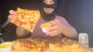 Detroit Style Deep Dish Sausage Pizza 🍕 Little Caesars ASMR