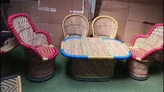 Best Designed Bamboo Mudda Chair And Bamboo Table Is Now Available At Wholesale Price In Delhi 