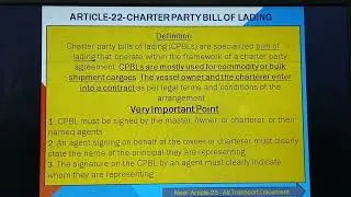 Practical Training-67-UCP 600 Articles-22-Charter Party BL-23-Airtransport-24-Road,Rail and waterway