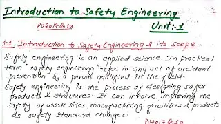 Unit:1 | Introduction to Safety Engineering | Prashant YT | 8th Sem | Scope of safety engineering |