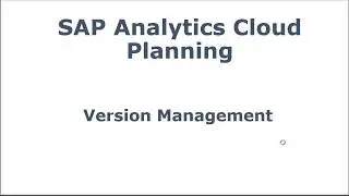 SAP Analytics Cloud Planning - Version Management