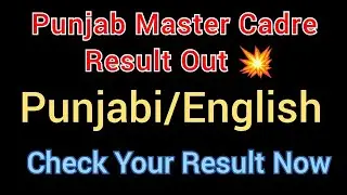 Punjab Master Cadre 2022 (Punjabi/English) Result Out 💥 |