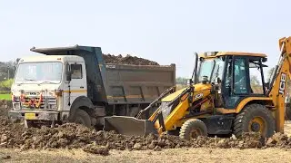 Jcb 3dx Backhoe With Tata 2518 Hayva Loading Mud Making Pond In Village | Jcb Video | Truck Video 