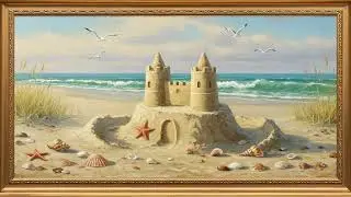 Beach Sand Castle Frame TV Art | Seaside Background Screensaver For Your TV 🌊🐚