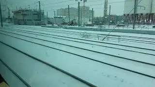 Snow covered the railway tracks  (paris).