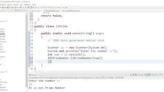 Check whether Prime number or not using Boolean method in Java