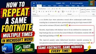 HOW TO REPEAT A SAME FOOTNOTE MULTIPLE TIMES IN MICROSOFT WORD