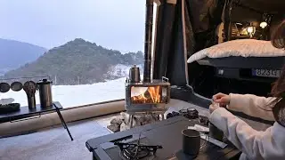 1000m altitude snow camping Popular inflatable car tent ❄️ | Raw & Unfiltered Mountain ASMR #camping