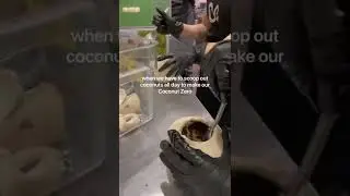 we scoop out fresh meat from an entire coconut and use them for our coconut zero drink!