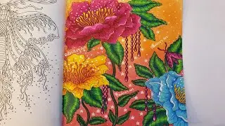 Coloring FLOWERS🌷 Leaves and Background | MAGICAL DAWN  Adult Coloring Book by Hanna Karlzon